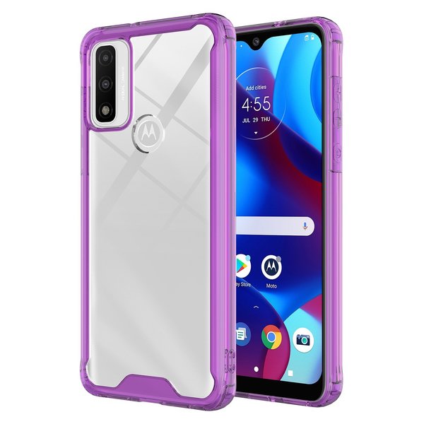 Ampd TPU / Acrylic Hard Shell Case for Motorola Moto G Play 2023 Clear and Purple AA-MOTGPLAY23-TPUACRYLIC-PURP